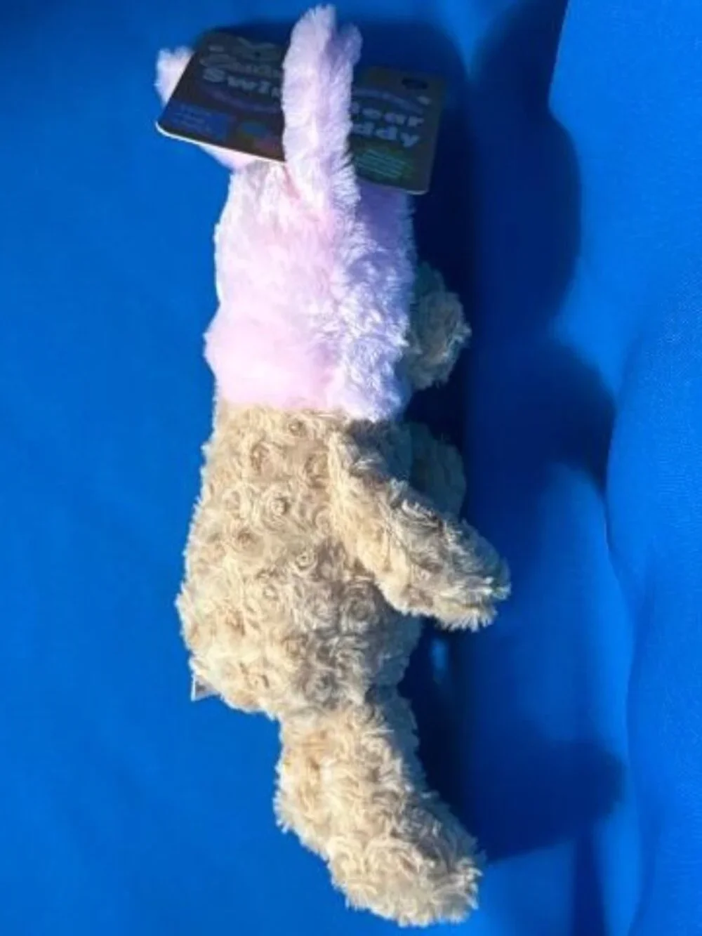NEW  FUN & ADORABLE SWIRLY BEAR BUDDY DOG TOY WITH CRINKLE BUNNY EARS & SQUEAKER